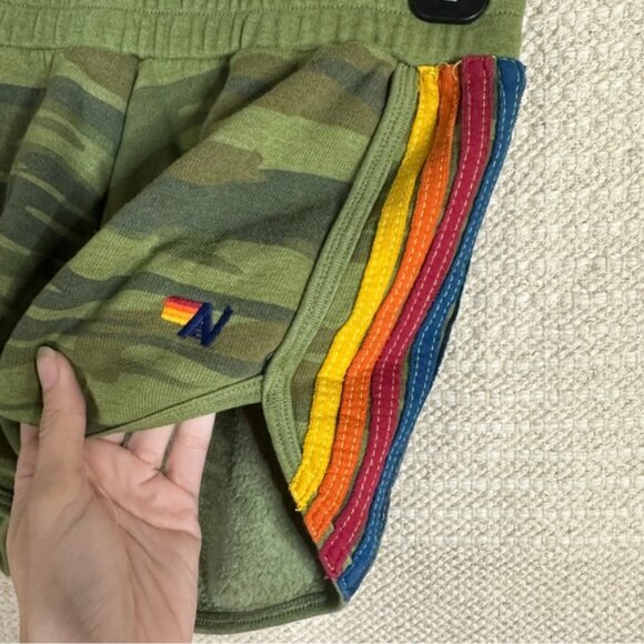 AVIATOR NATION green camo five stripe jogger shorts S - Picture 4 of 8